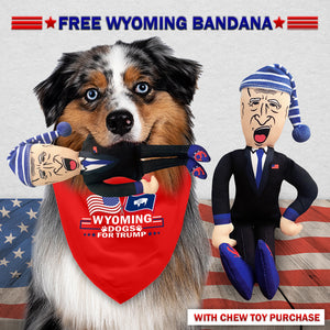 Sleepy Joe Biden Chew Toy Doll + Free Wyoming For Trump Dog Bandana