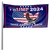 Trump 2024 Take America Back Blue Flying Eagle 3 x 5 Flag
