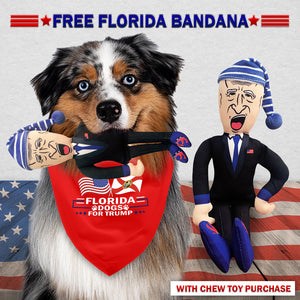 Sleepy Joe Biden Chew Toy Doll + Free Florida For Trump Dog Bandana