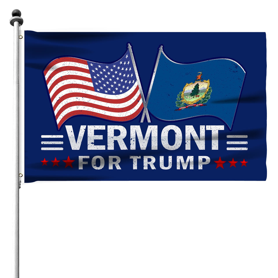 Vermont For Trump Flag and Hat Bundle - Includes 1 Vermont for Trump Hat and 3 unique Trump 2024 flags