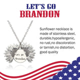 Engraved Let's Go Brandon Flower Locket Necklace Jewelry Gift