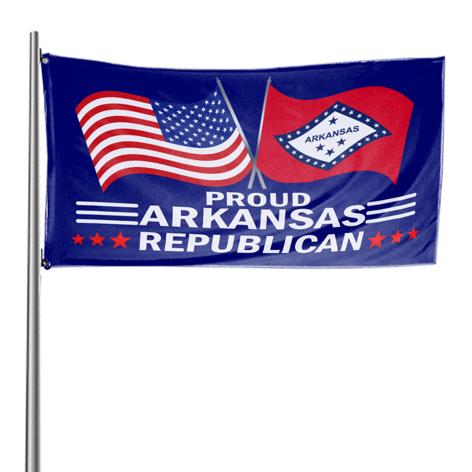 Arkansas For Trump Flag and Hat Bundle - Includes 1 Arkansas for Trump Hat and 3 unique Trump 2024 flags