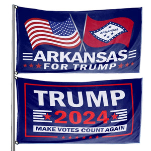 Trump 2024 Make Votes Count Again & Arkansas For Trump 3 x 5 Flag Bundle