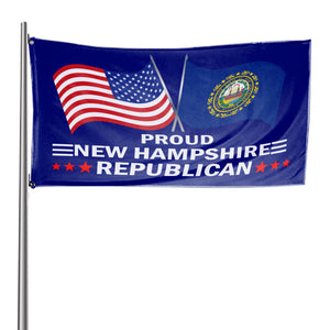 New Hampshire For Trump Flag and Hat Bundle - Includes 1 New Hampshire for Trump Hat and 3 unique Trump 2024 flags