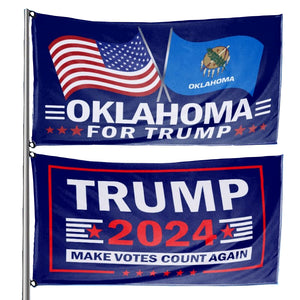 Trump 2024 Make Votes Count Again & Oklahoma For Trump 3 x 5 Flag Bundle