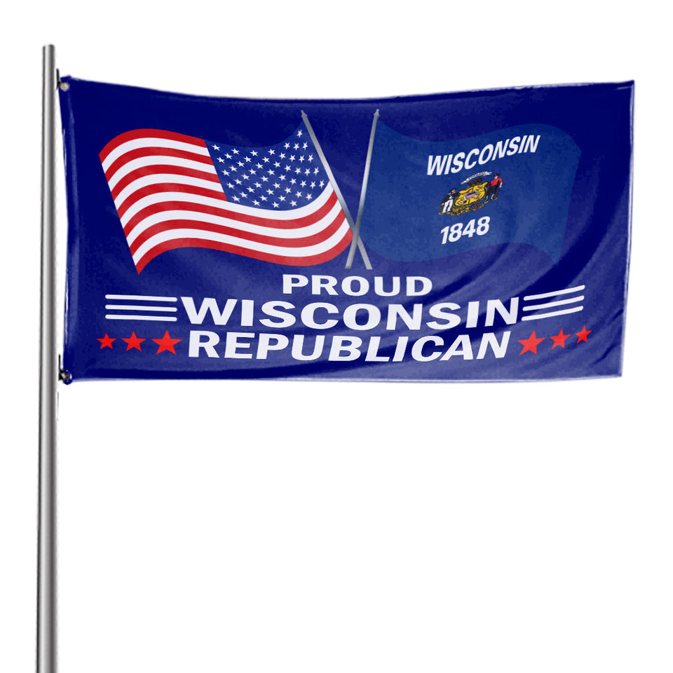 Wisconsin For Trump Flag and Hat Bundle - Includes 1 Wisconsin for Trump Hat and 3 unique Trump 2024 flags