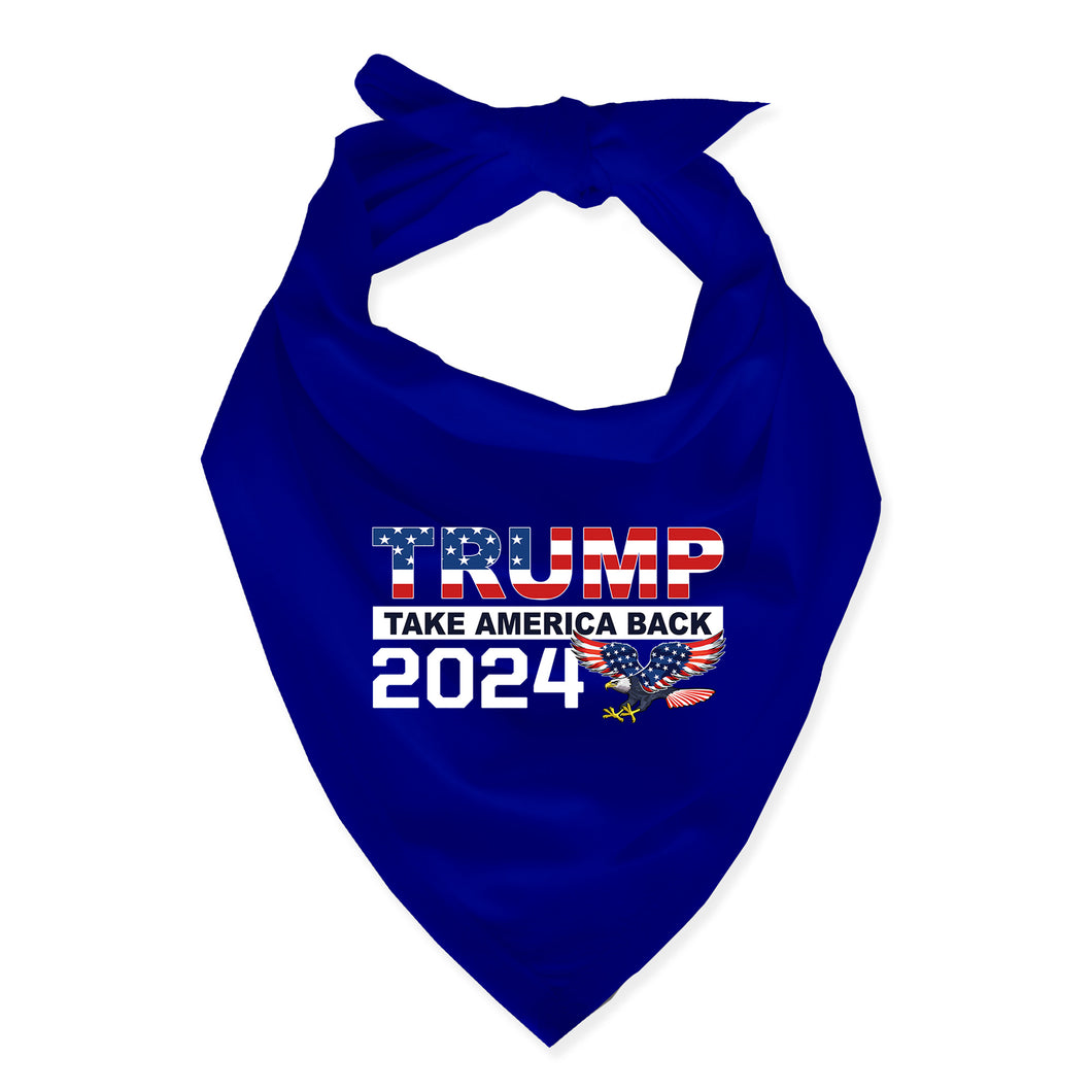 Trump 2024 Take America Back Blue USA Wing Eagle Dog Bandana