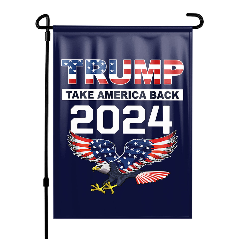 Trump 2024 Take America Back Blue USA Wing Eagle Yard Flag