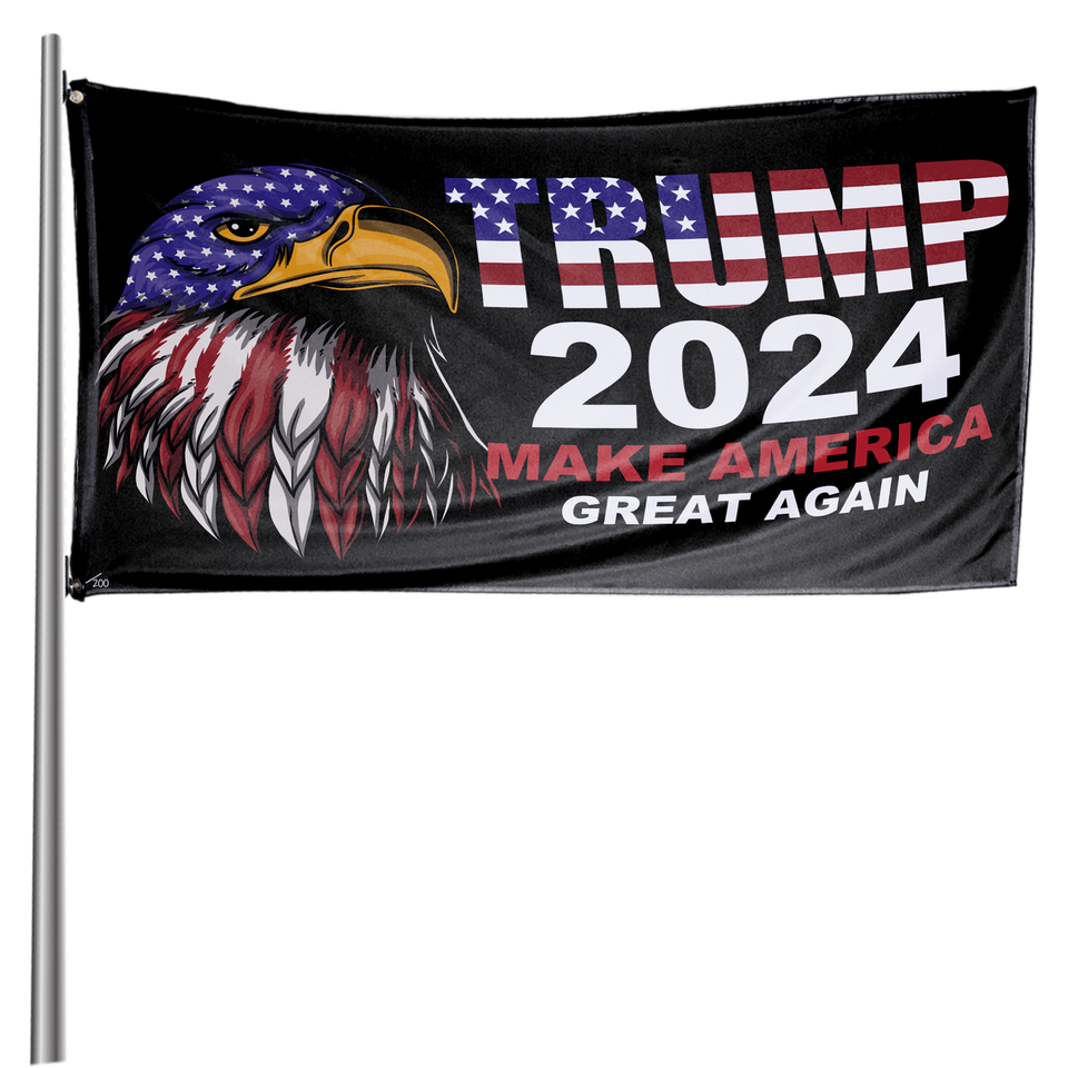 Only 200 Individually Numbered Trump 2024 Make America Great Again USA Bald Eagle Black 3 x 5 Flag