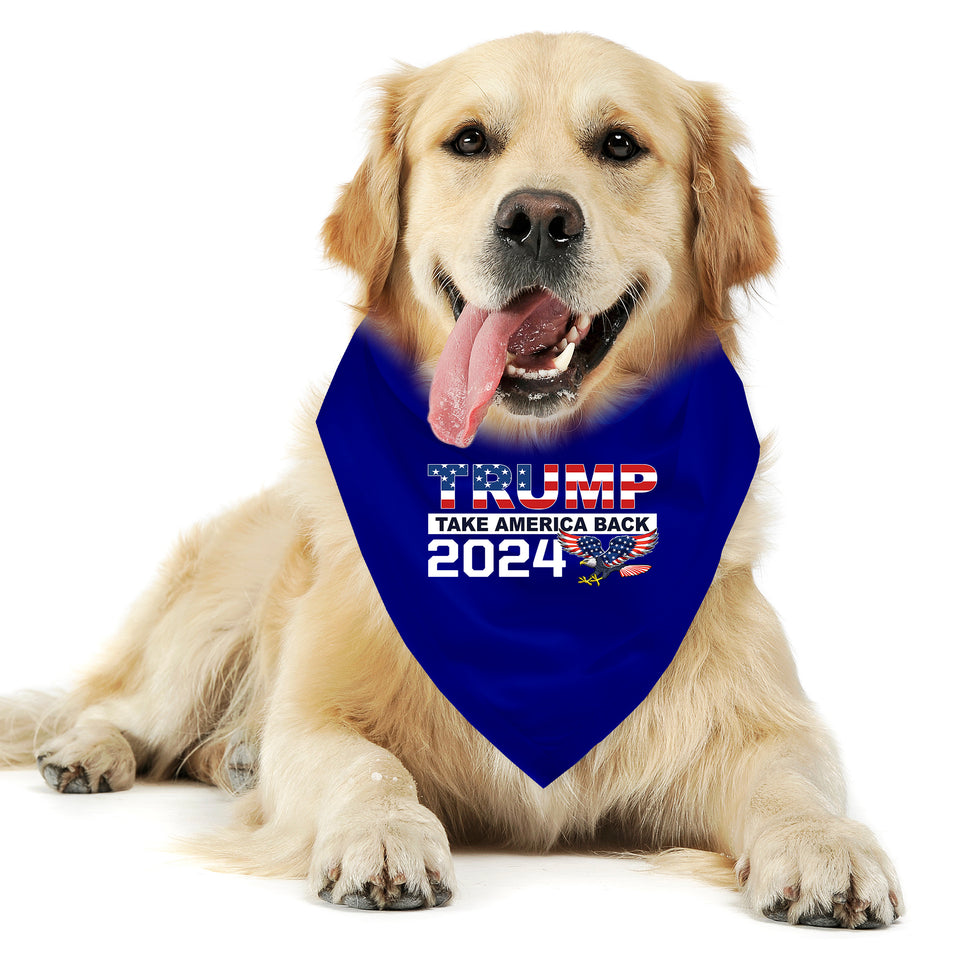 Trump 2024 Take America Back Blue USA Wing Eagle Dog Bandana