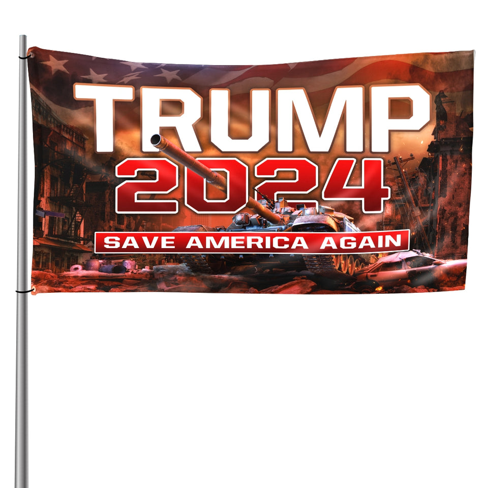 Trump 2024 Save America Again Tank 3x5 Flag – Republican Dogs