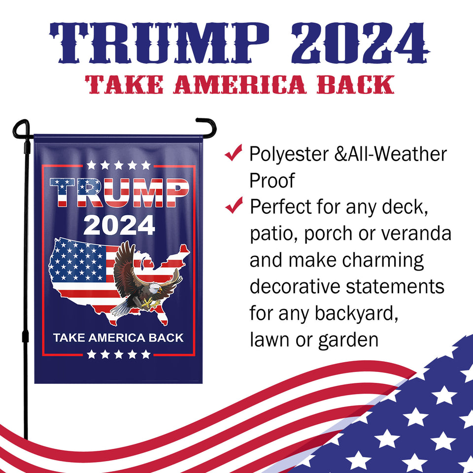 Trump 2024 Take America Back Blue Flying Eagle Yard Flag