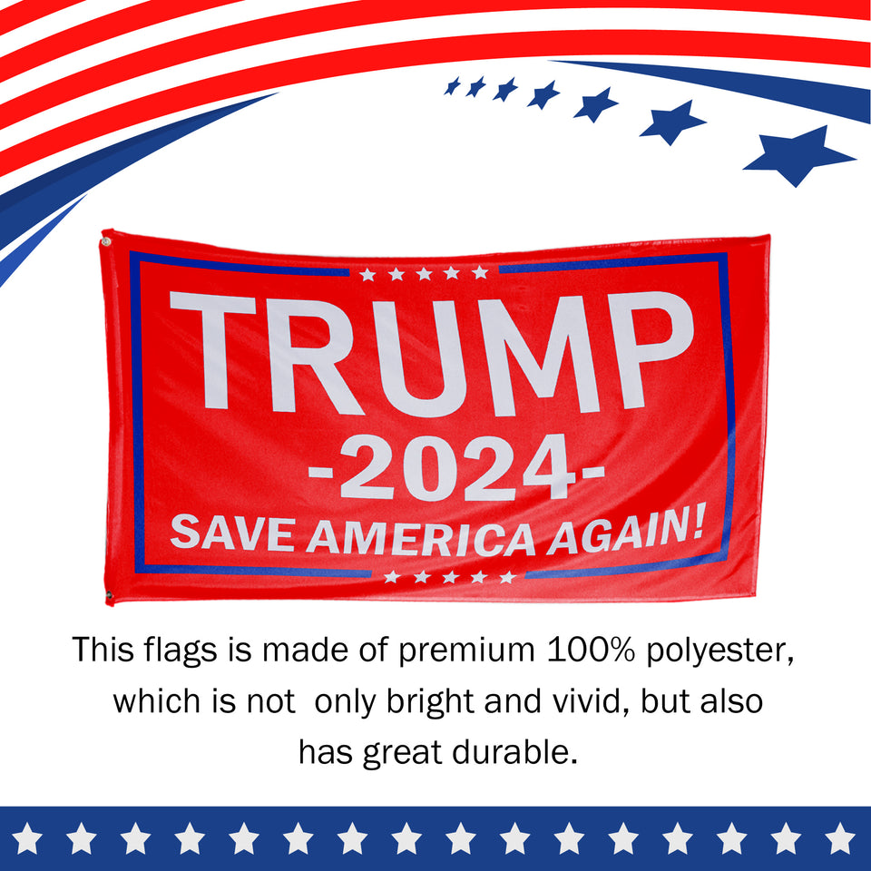 Trump 2024 Save America Again Red 3x5 Flag