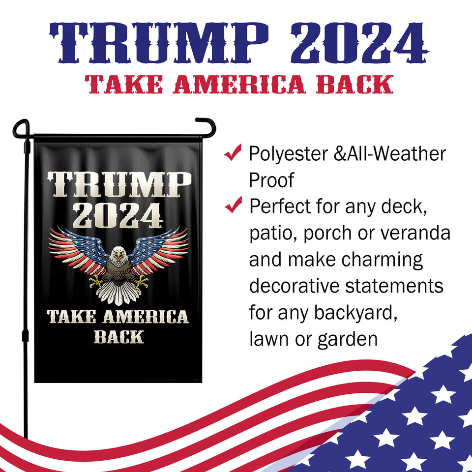 Trump 2024 Take America Back Black Attack Eagle Yard Flag