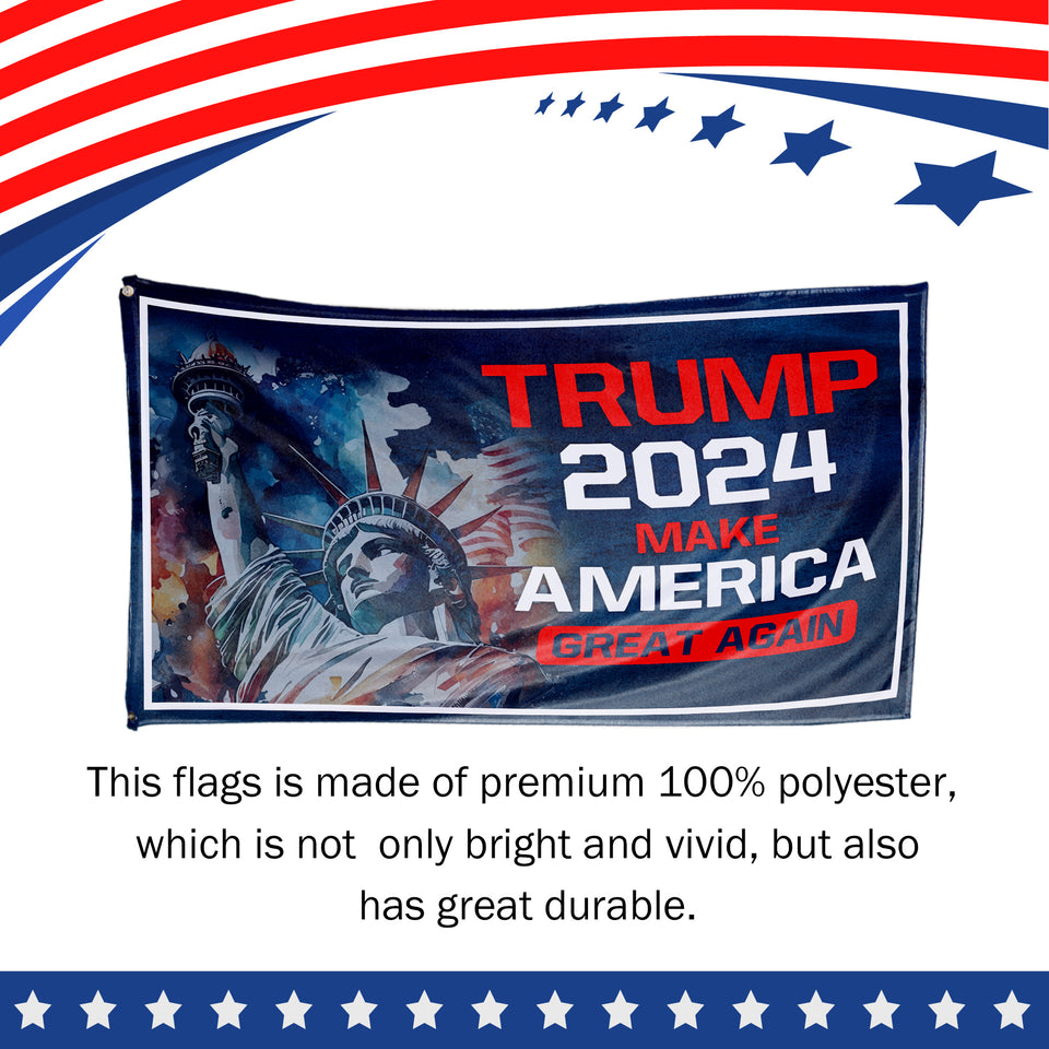 Trump 2024 Make America Great Statue of Liberty 3x5 Flag