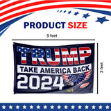 Trump 2024 Take America Back Blue USA Wing Eagle 3 x 5 Flag