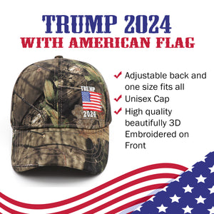 Trump 2024 With American Flag Camo Hat