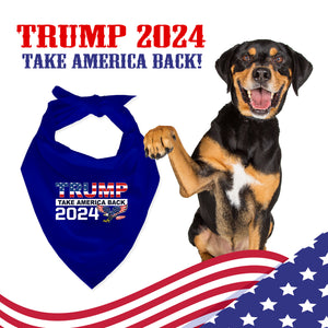 Trump 2024 Take America Back Blue USA Wing Eagle Dog Bandana