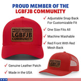 Proud Member LGBFJB Community, Red Trump 2024 Hat with Leather Patch