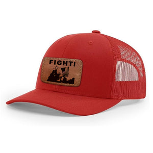 FIGHT! Trump 2024 Red Hat with Tan leather patch