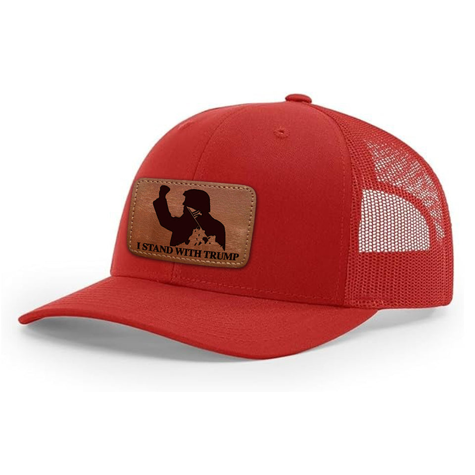 I Stand With Trump Red hat with tan patch, trump 2024 hat