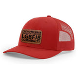 Proud Member LGBFJB Community, Red Trump 2024 Hat with Leather Patch