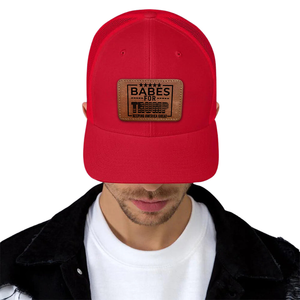 Babes For Trump, Trump 2024 Red Hat with leather patch