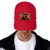 FIGHT! Trump 2024 Red Hat with Tan leather patch