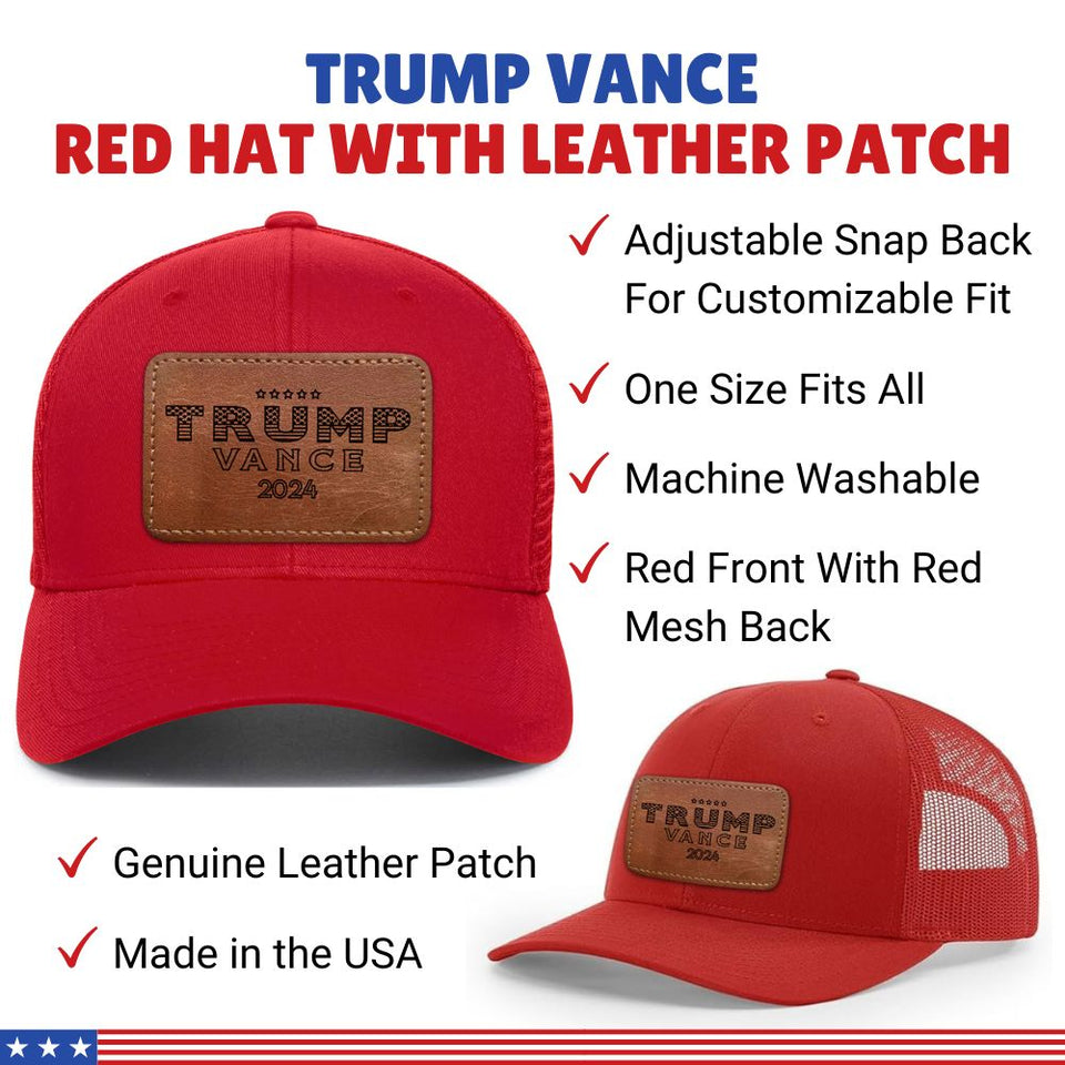 Trump Vance 2024 Red Hat with Patch, Republican Hat