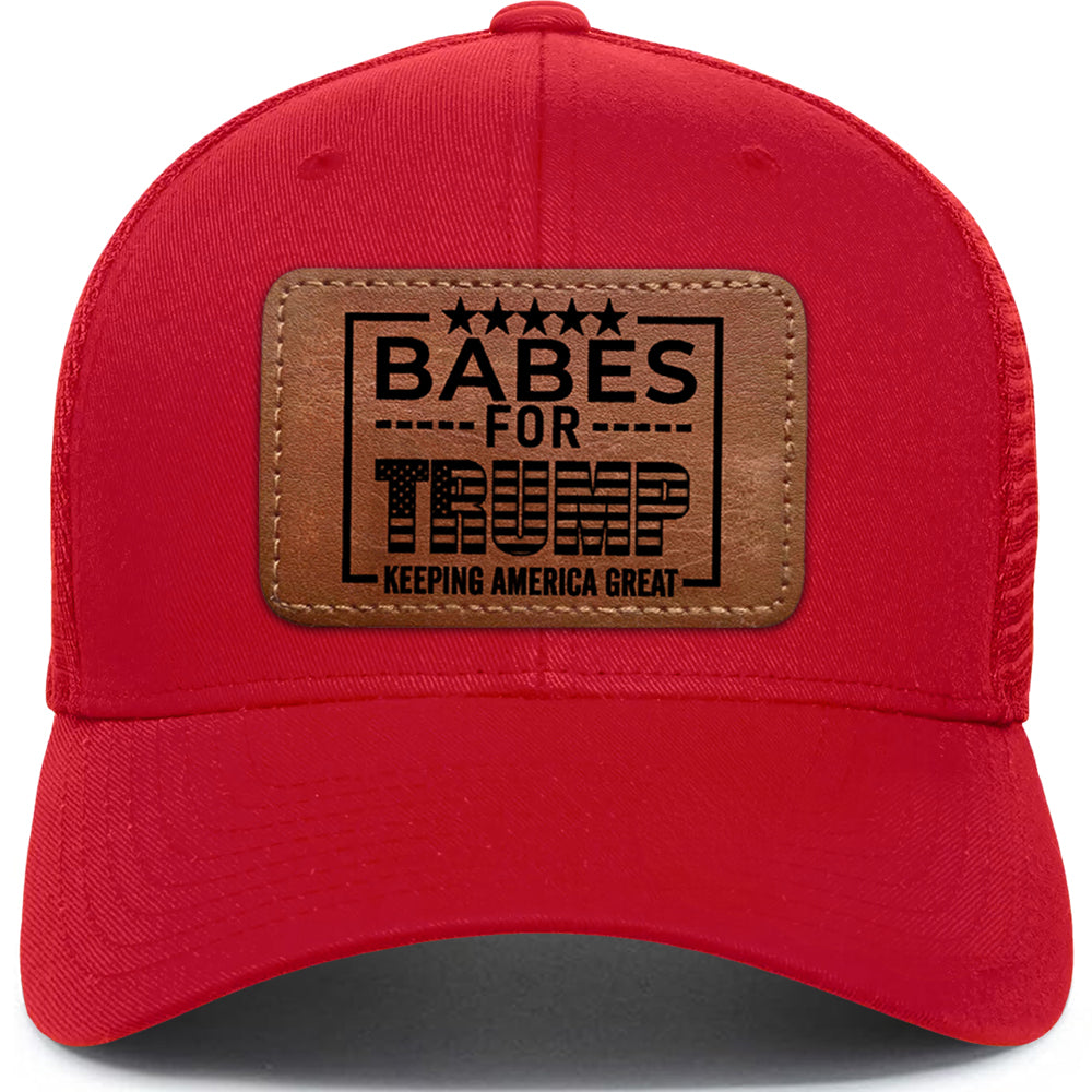 Babes For Trump, Trump 2024 Red Hat with leather patch