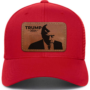 Trump mugshot red hat with patch, Trump 2024 Hat with Leather Patch