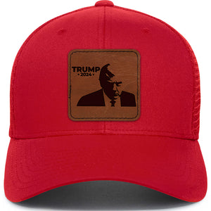 Trump 2024 Mugshot Red Hat with square leather patch, Republican Hat