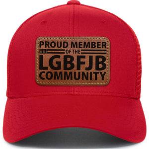 Proud Member LGBFJB Community, Red Trump 2024 Hat with Leather Patch