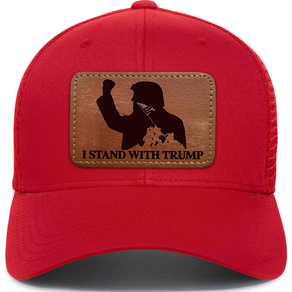 I Stand With Trump Red hat with tan patch, trump 2024 hat