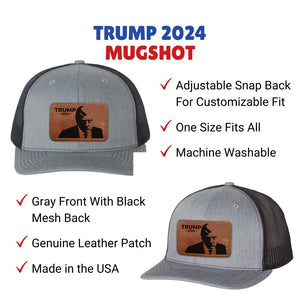 Trump 2024 Mugshot Hat with leather patch