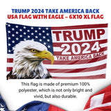 Trump 2024 Take America Back American Eagle Flag, Trump 2024 6x10 Extra Large Flag