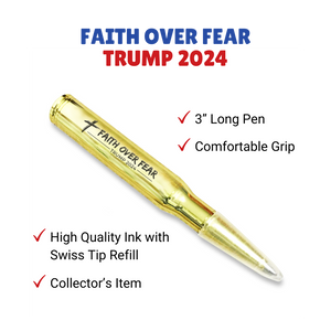 Faith Over Fear Trump 2024 Bullet Style Pen-Trump 2024 Pen