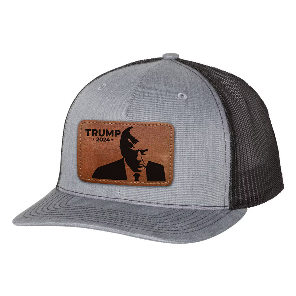 Trump 2024 Mugshot Hat with leather patch