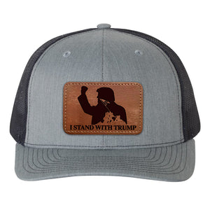 I Stand With Trump Hat with Tan Leather Patch-Trump 2024 Hat