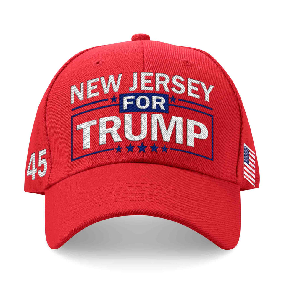 New Jersey For Trump Flag and Hat Bundle - Includes 1 New Jersey for Trump Hat and 3 unique Trump 2024 flags