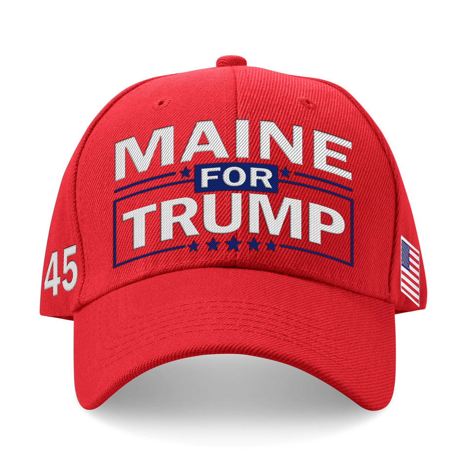 Maine For Trump Flag and Hat Bundle - Includes 1 Maine for Trump Hat and 3 unique Trump 2024 flags