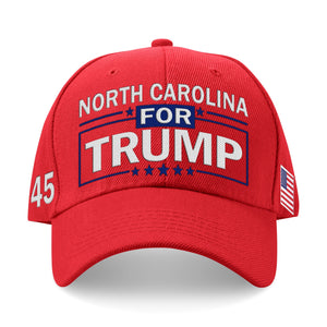 North Carolina For Trump Flag and Hat Bundle - Includes 1 North Carolina for Trump Hat and 3 unique Trump 2024 flags