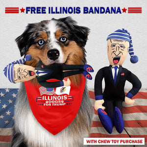 Sleepy Joe Biden Chew Toy Doll + Free Illinois For Trump Dog Bandana