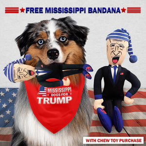 Sleepy Joe Biden Chew Toy Doll + Free Mississippi For Trump Dog Bandana
