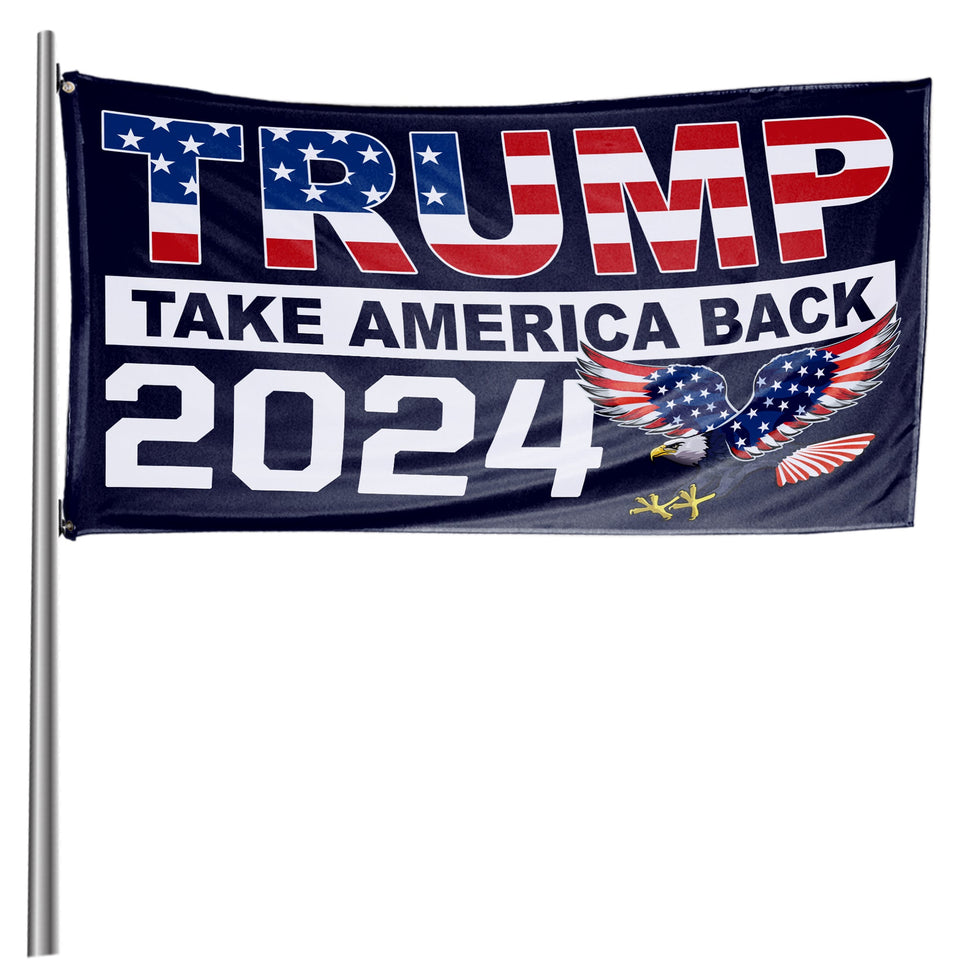Trump 2024 Take America Back Blue USA Wing Eagle 6x10 Extra Large Flag