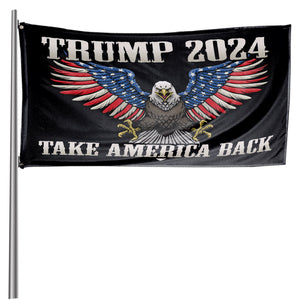 Trump 2024 Take America Back Black Attack Eagle  6x10 Extra Large Flag