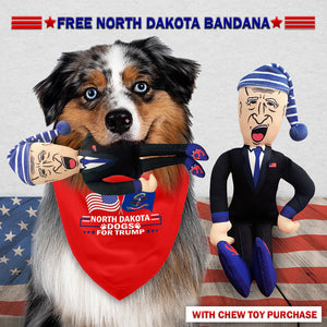 Sleepy Joe Biden Chew Toy Doll + Free North Dakota For Trump Dog Bandana