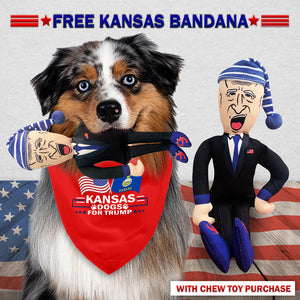 Sleepy Joe Biden Chew Toy Doll + Free Kansas For Trump Dog Bandana
