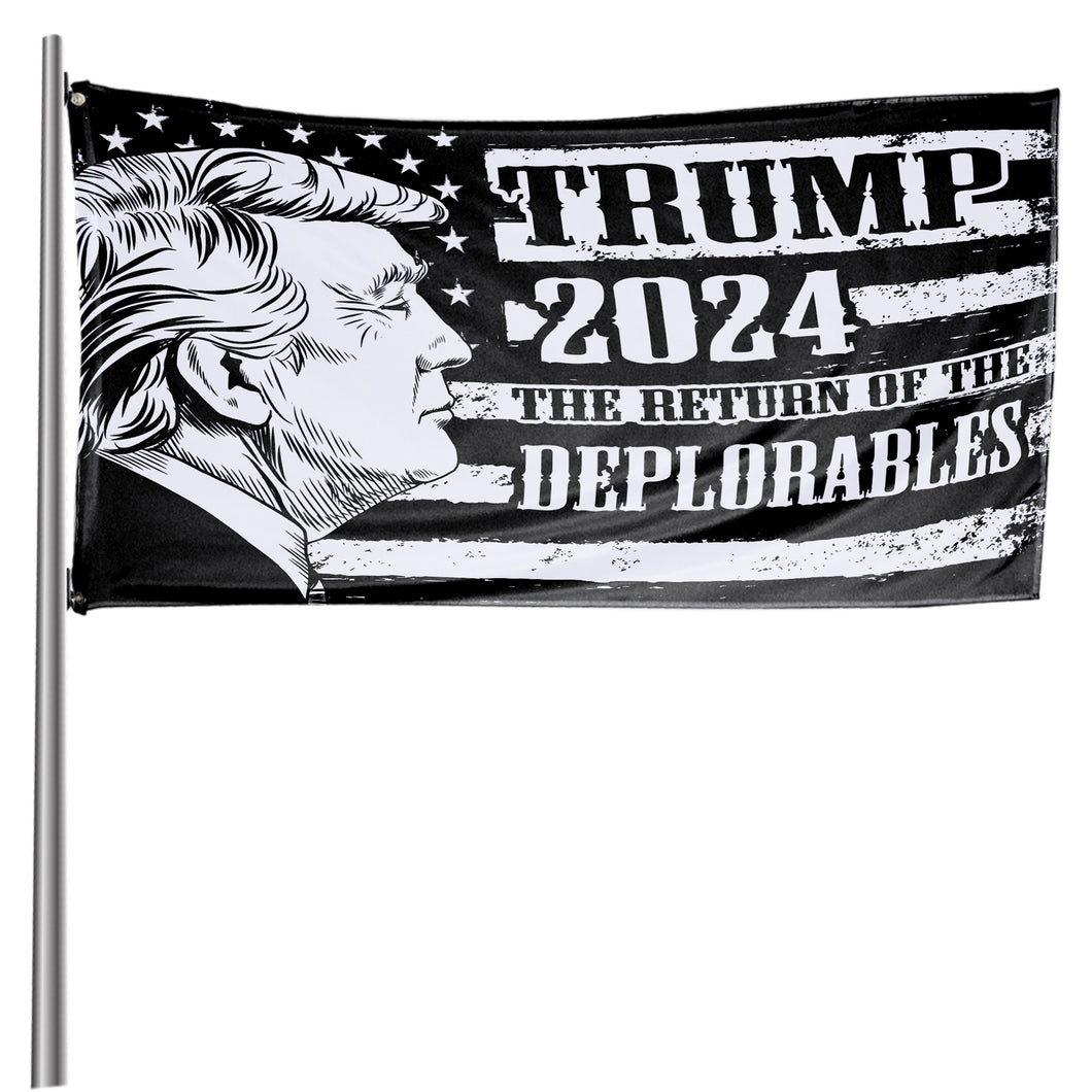 Trump 2024 The Return of The Deplorables Black 3 x 5 Flag
