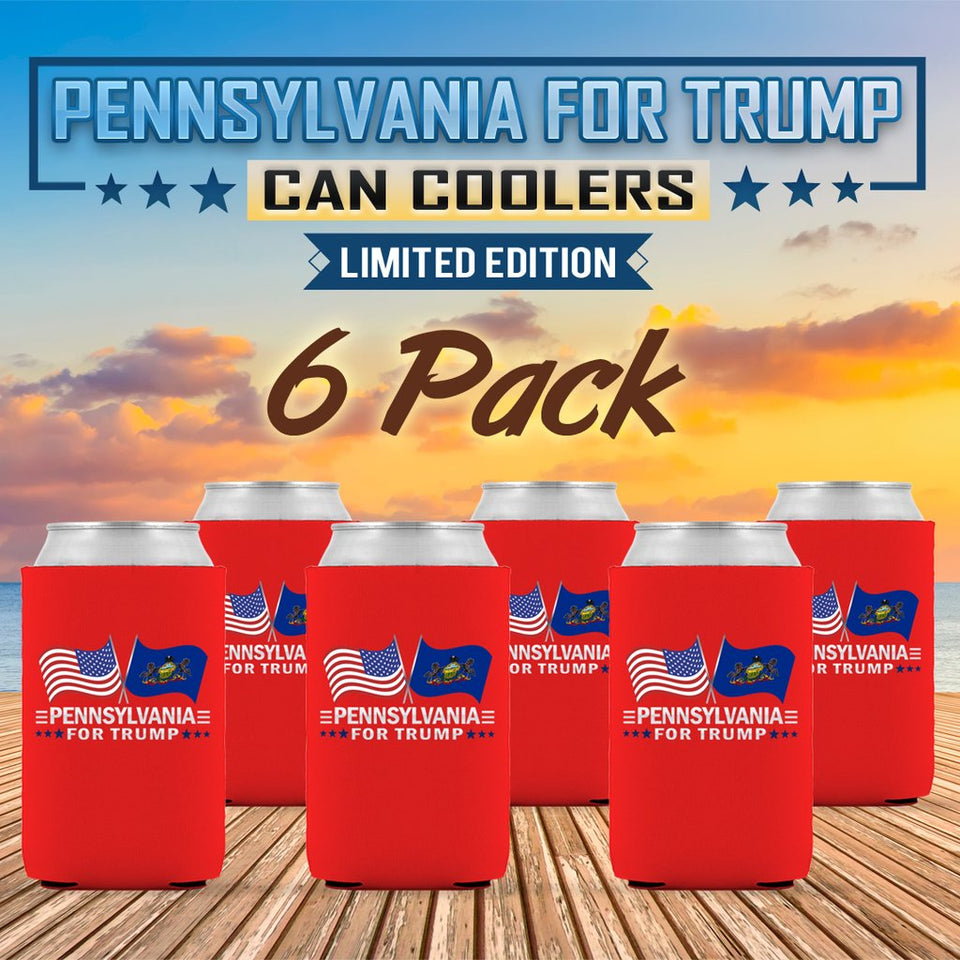 50 States For Trump Can Coolers Limited Edition Dual Flags 6 Pack - All States Available